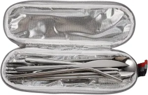 IMIKEYA Stainless Steel Silverware Set Portable Cutlery for Outdoor Camping Travel 5pc Tableware