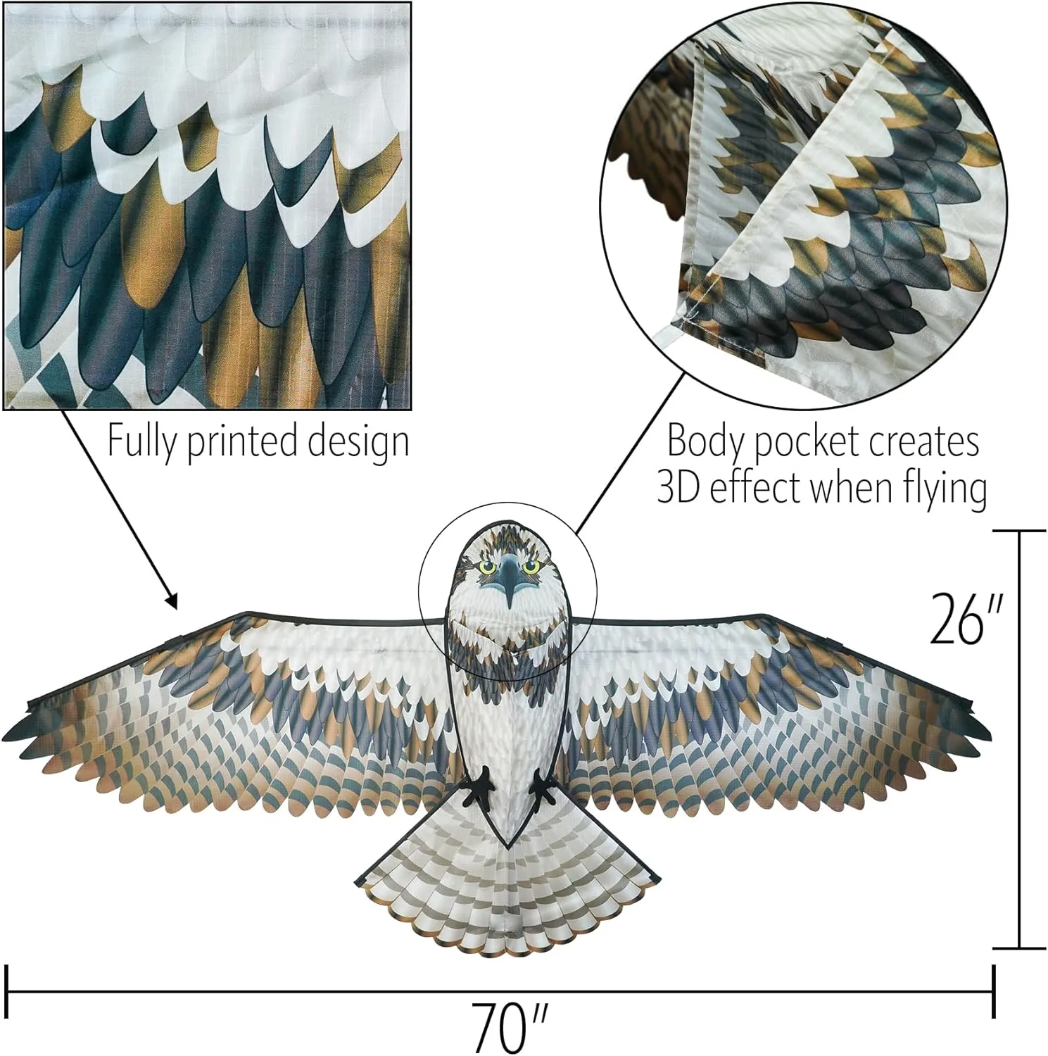 In the Breeze Birds of Prey Kites, Detailed Printed Realistic Design