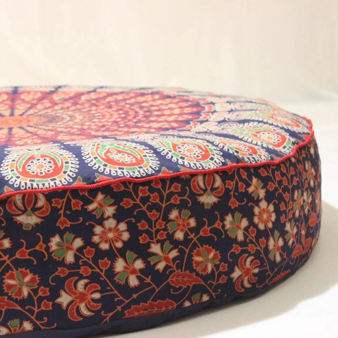 Indian Mandala Large Floor Pillow Home Car Bed Sofa Decor Cotton Floor Cushion Bohemian Meditation Pillow Case Ottoman Pouf Cover 35 x 35 Round Pouf, Decorative Mandala Pillow Sham