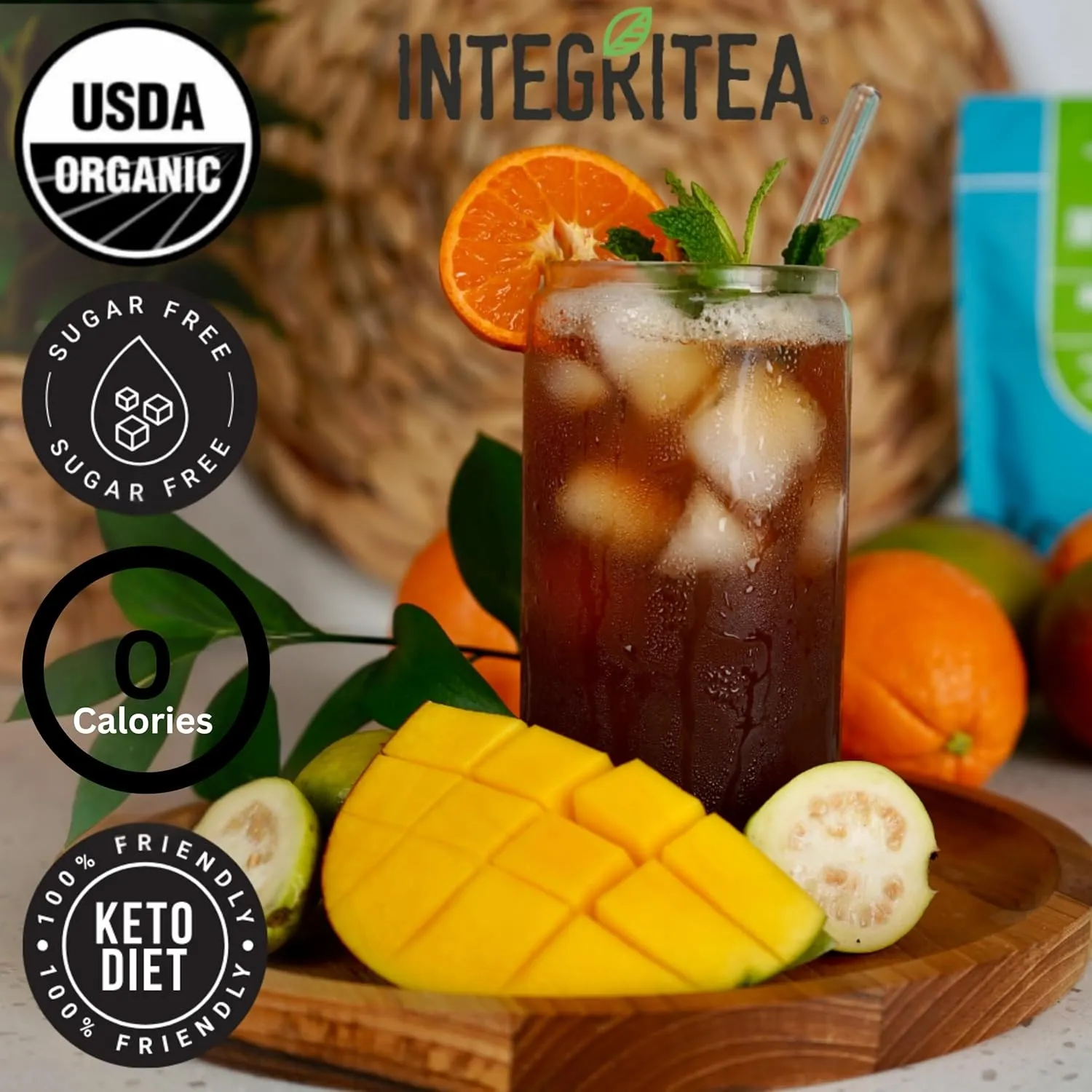 IntegriTEA IntegriTEA Bluegrass Breeze Hot or Cold Brew Organic Black Tea Bags Infused with Guava Passion Fruit Mango Tea - 6-Bag Unsweetened Iced Tea Pack for 6 Gallons of Tea