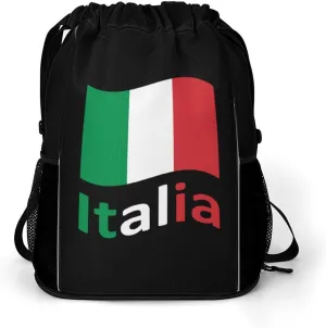 Italy Italia Italian Flag Gym Bag Workout Gym Backpack with Shoe Compartment Sports Bags for Women Men