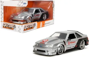 Jada Toys Bigtime Muscle 1:24 1989 Ford Mustang GT Texaco Die-cast Car – Opening Doors, Hood, Trunk, Rubber Tires(Candy Silver)