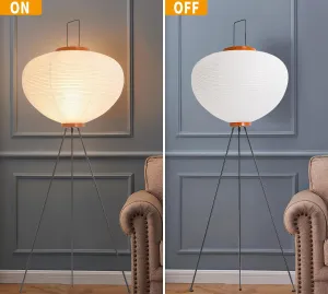 Japanese Paper Floor Lamp,Akari Noguchi Style Paper Floor Lantern Lamp,Noguchi Handmade Rice Paper Standing Lamp for Bedroom,Living Room,Office(Bulbs not Included)