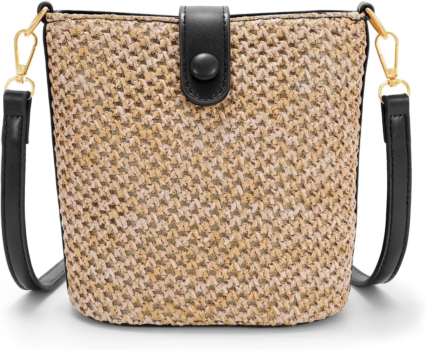 JASGOOD Straw Beach Tote Bag Summer Boho Woven Bags Women Straw Crossbody Handbag Purses Shoulder Bag Small Bucket Bag