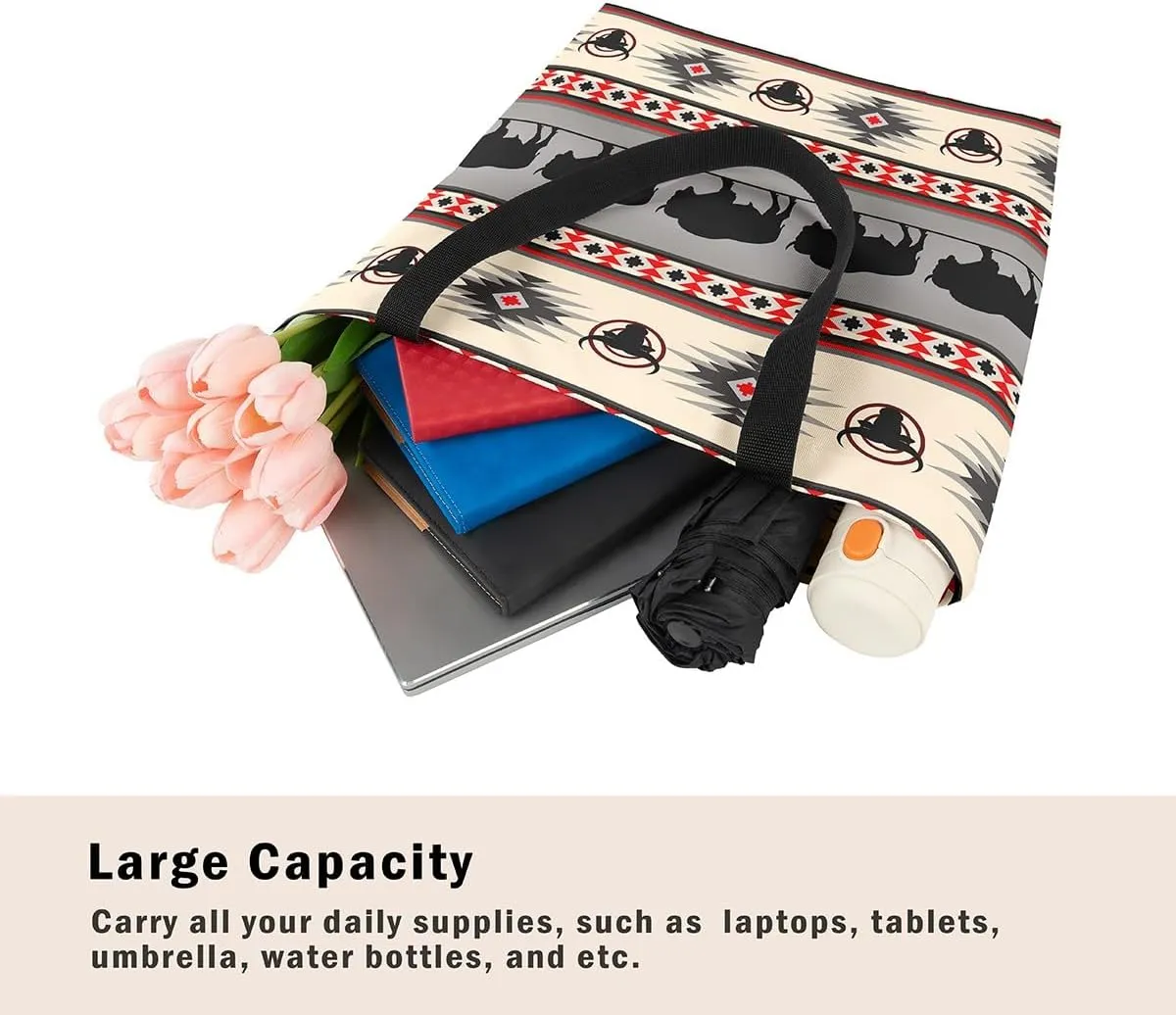 jejeloiu Buffalo Large Capacity Shoulder Handbags Wild Bison Canvas Tote Bags Wild Animal Wood Grain Travel Bag 16"x20"