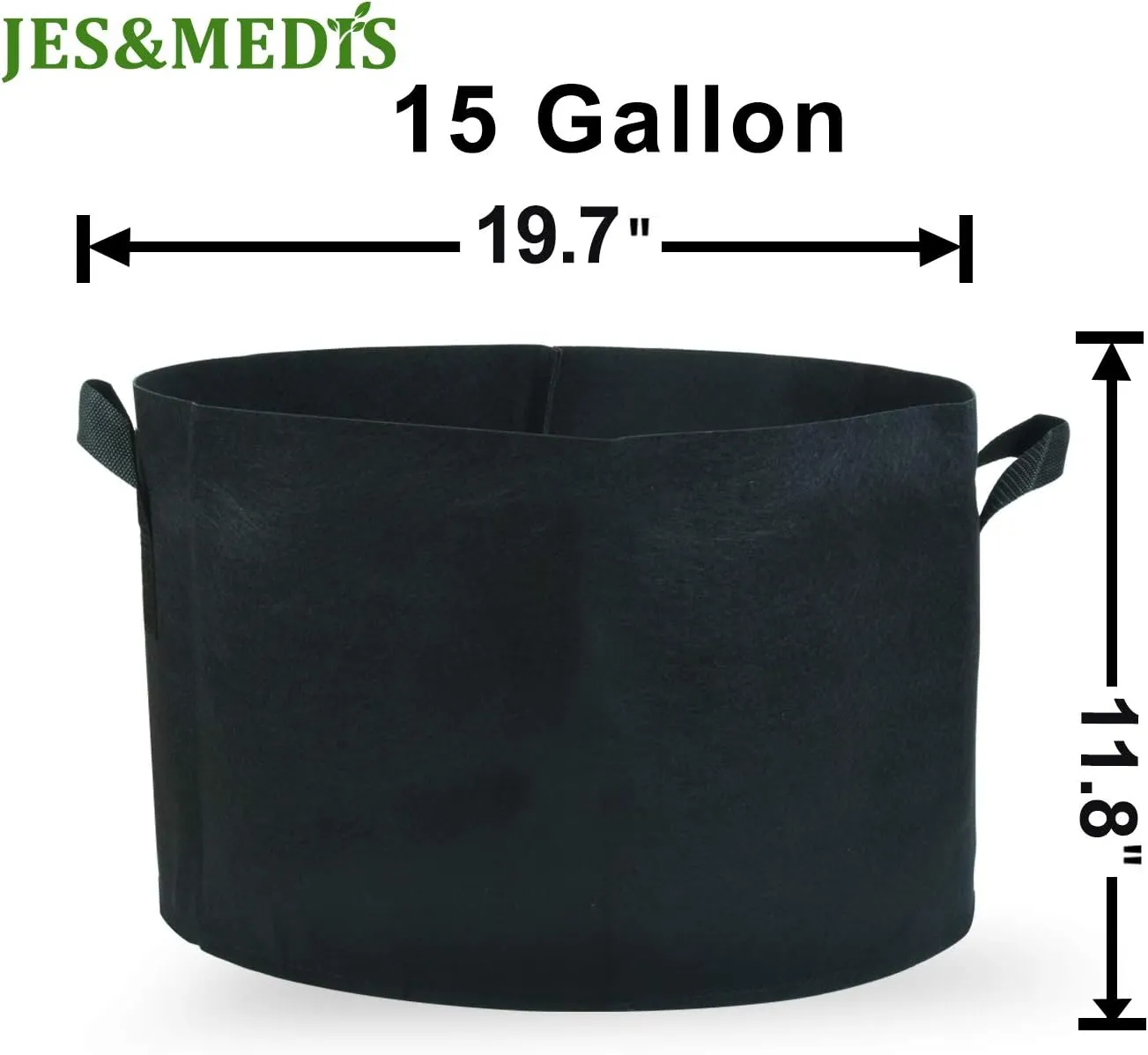 JES&MEDIS 6-Pack 15 Gallon Plant Grow Bags Thick Aeration Non Woven Fabric Flower Vegetable Pots with Handles Garden Container Black (15 Gallon_6 Pack)