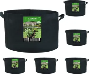 JES&MEDIS 6-Pack 15 Gallon Plant Grow Bags Thick Aeration Non Woven Fabric Flower Vegetable Pots with Handles Garden Container Black (15 Gallon_6 Pack)