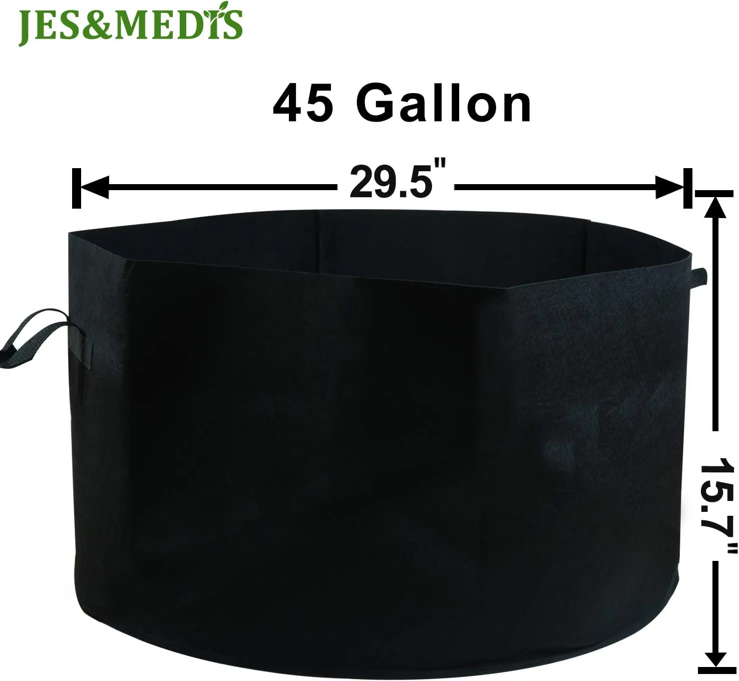 JES&MEDIS 6-Pack 45 Gallon Plant Grow Bags Thick Aeration Non Woven Fabric Flower Vegetable Pots with Handles Garden Container Black (45 Gallon_6 Pack)