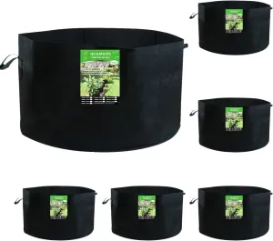 JES&MEDIS 6-Pack 45 Gallon Plant Grow Bags Thick Aeration Non Woven Fabric Flower Vegetable Pots with Handles Garden Container Black (45 Gallon_6 Pack)