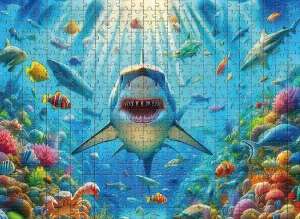 Jigsaw Puzzle Adults Shark Fish Ocean Puzzles Challenging Educational Game Fun Family Activities Animals Puzzle Floor Props Kid Gift Unzip Toy Wooden Puzzles 500 Piece