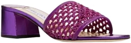JIMMY CHOO Minea Raffia Net Slide Sandals Size 40