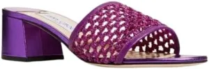 JIMMY CHOO Minea Raffia Net Slide Sandals Size 40