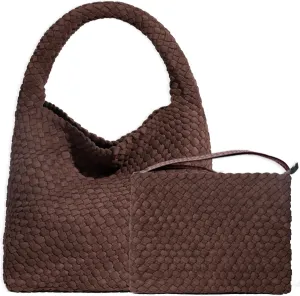 JINMANXUE Woven Purse for Women, Neoprene Top-handle Shoulder Bag, Hobo Tote, Travel Handbag, Wrist Bag For Work Shopping