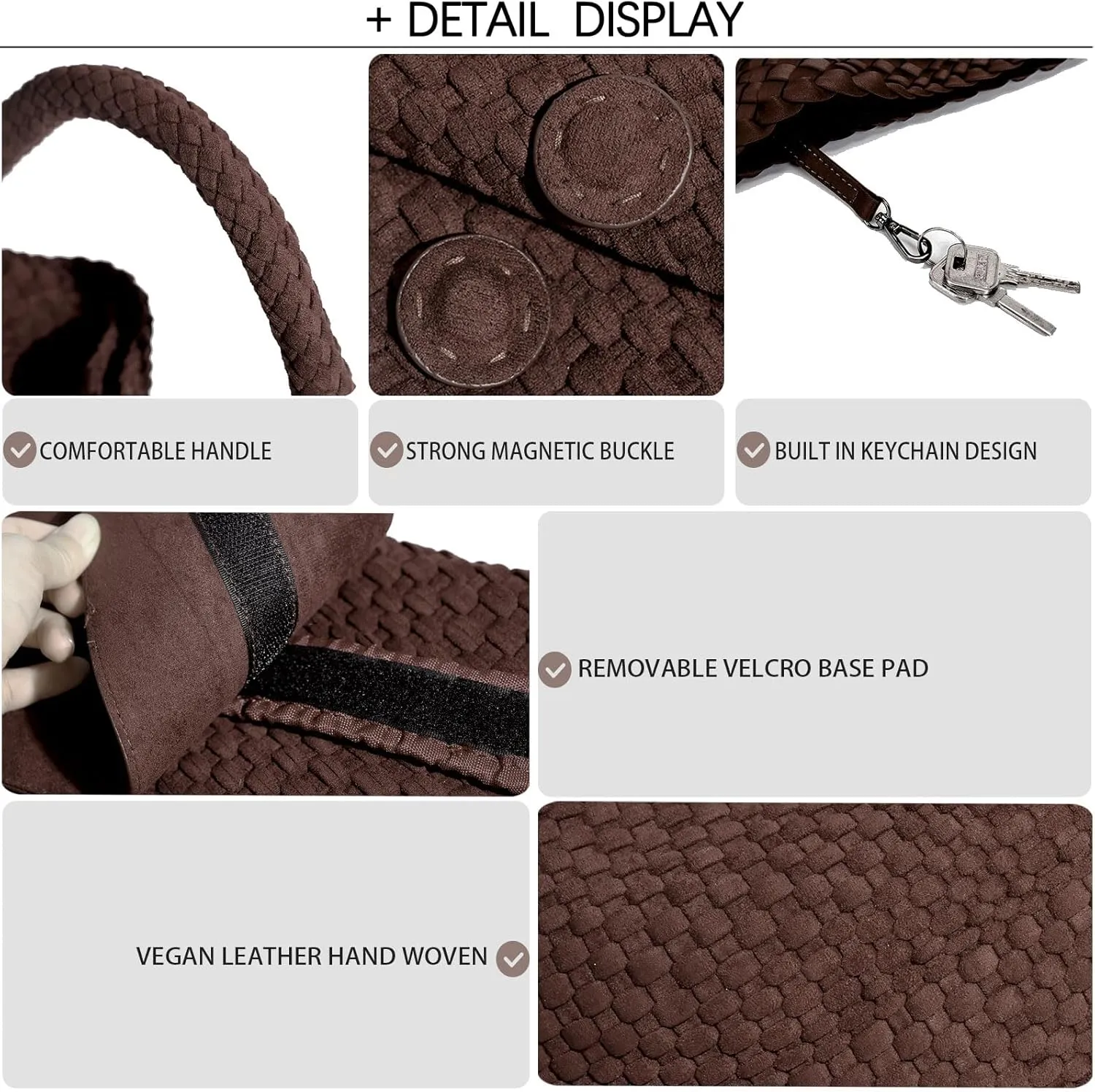 JINMANXUE Woven Purse for Women, Neoprene Top-handle Shoulder Bag, Hobo Tote, Travel Handbag, Wrist Bag For Work Shopping