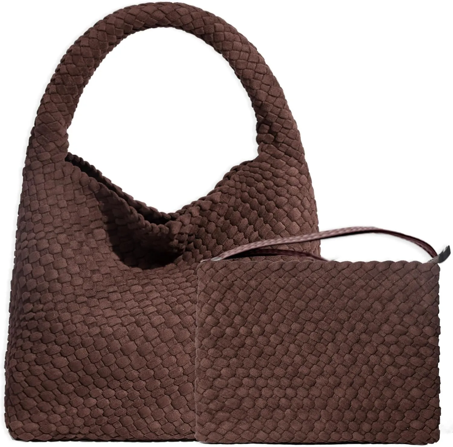 JINMANXUE Woven Purse for Women, Neoprene Top-handle Shoulder Bag, Hobo Tote, Travel Handbag, Wrist Bag For Work Shopping
