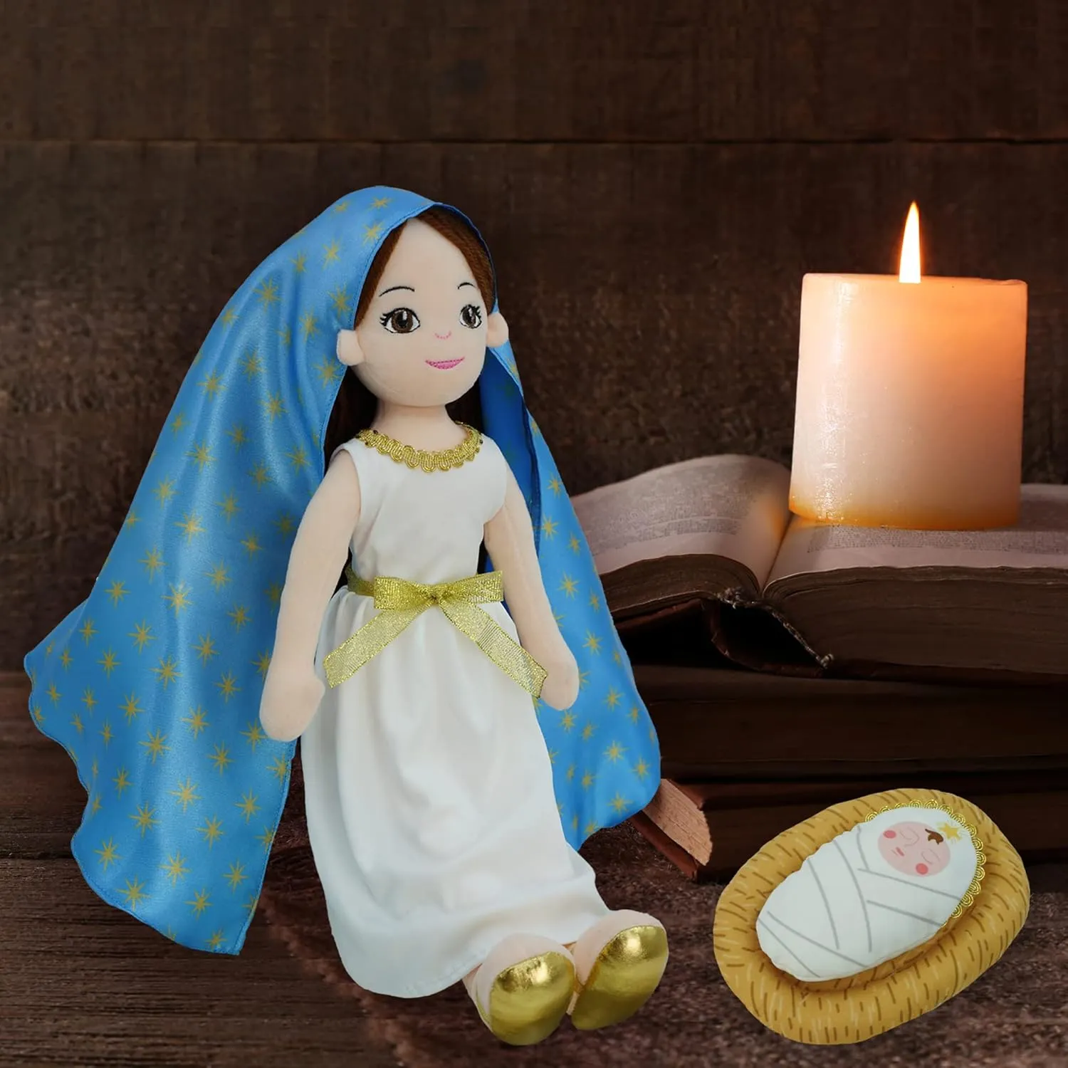 June Garden 14" Plush Religious Figure - Lady of Guadalupe Catholic Blessed Virgin Mary - Virgen de Guadalupe