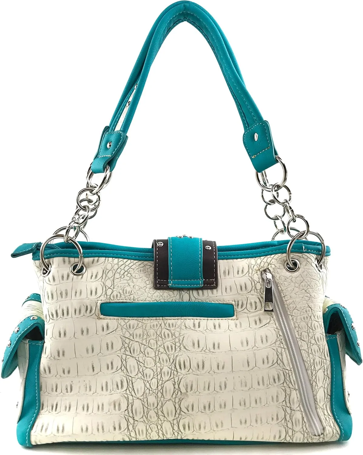 Justin West Concealed Carry Western Buckle Duo Color Shoulder Handbag Purse
