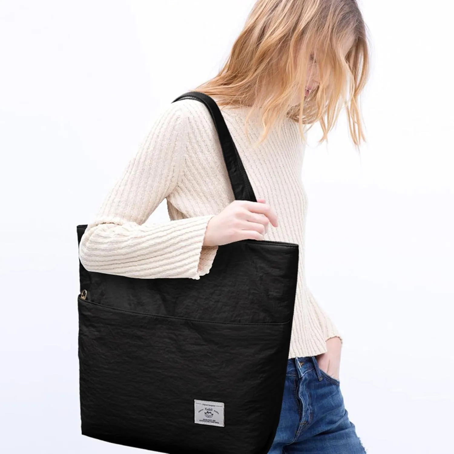 KALIDI Large Tote Bag for Women Handbag Lightweight Puffy Tote Bag with Zipper Shoulder Bag