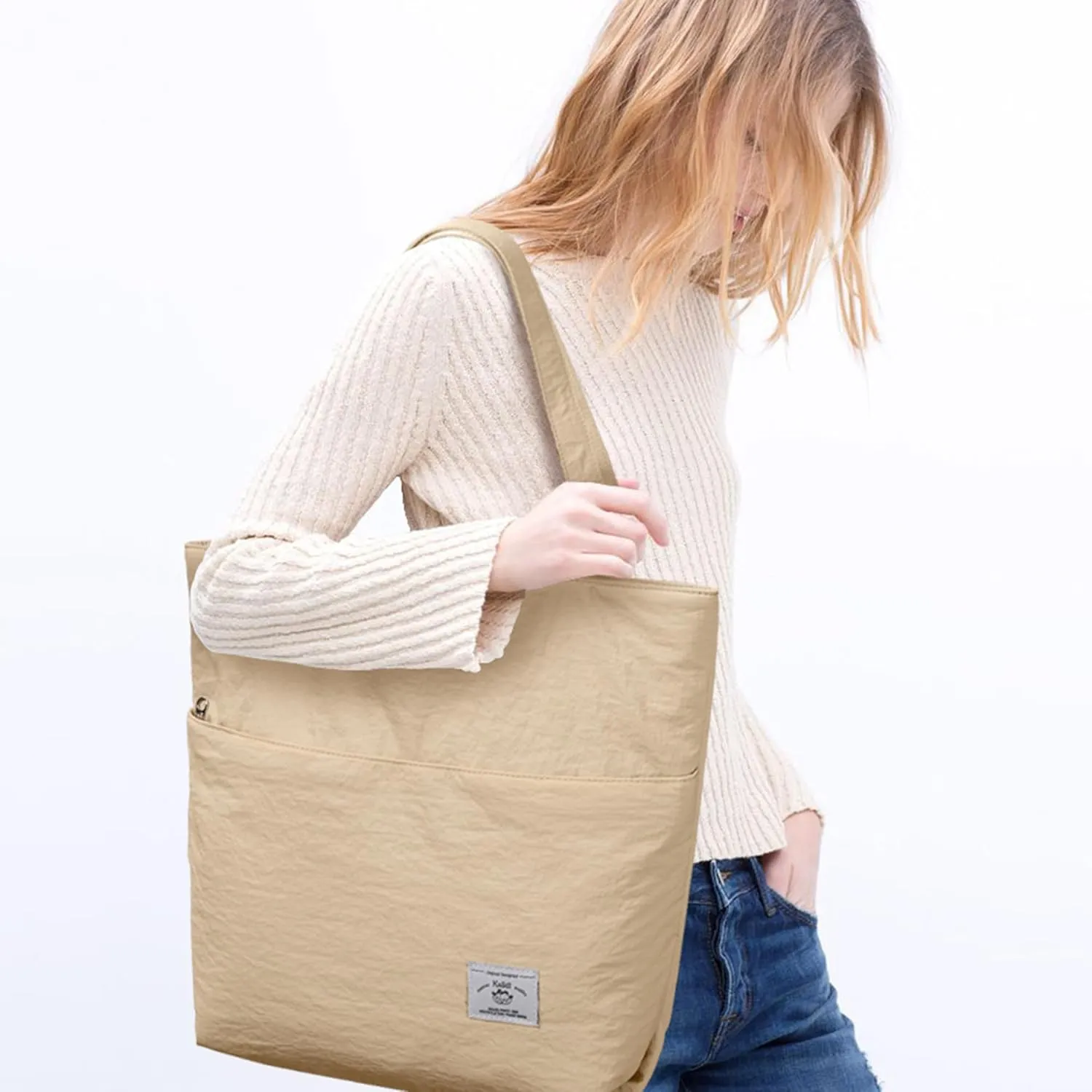 KALIDI Large Tote Bag for Women Handbag Lightweight Puffy Tote Bag with Zipper Shoulder Bag