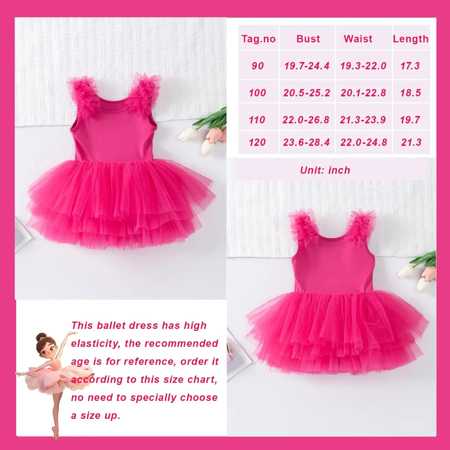 KARETT Toddler Ballet Outfit Sleeveless with Snap Gymnastics Leotards for Girls 1-7Y