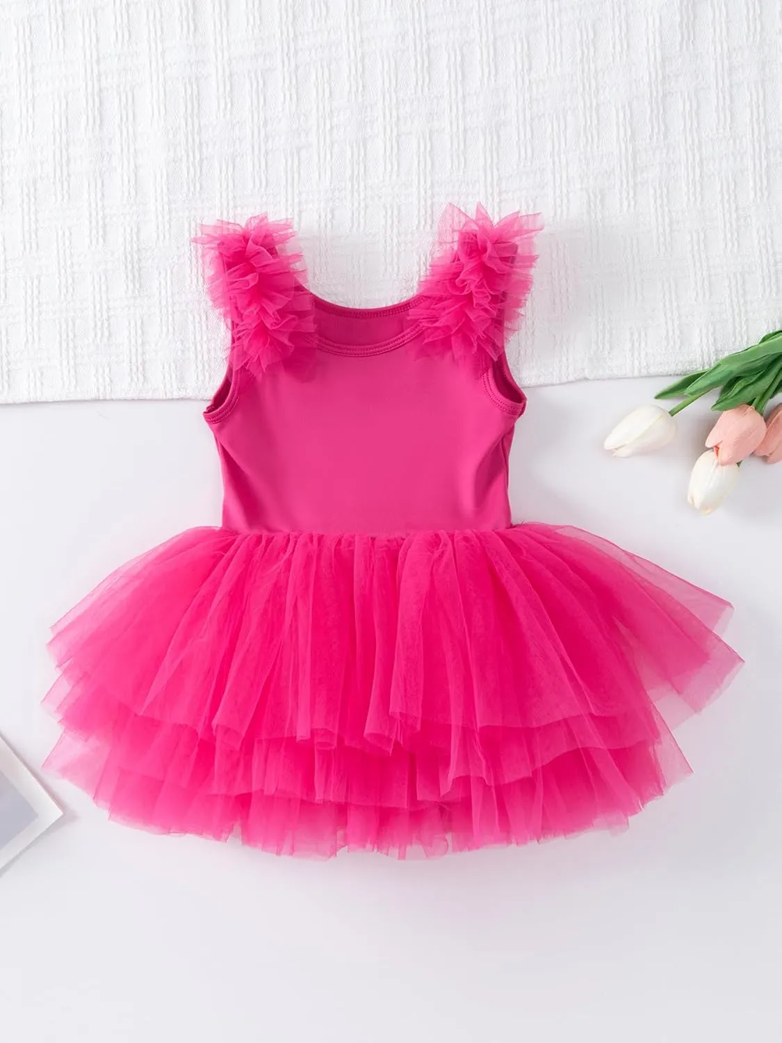 KARETT Toddler Ballet Outfit Sleeveless with Snap Gymnastics Leotards for Girls 1-7Y