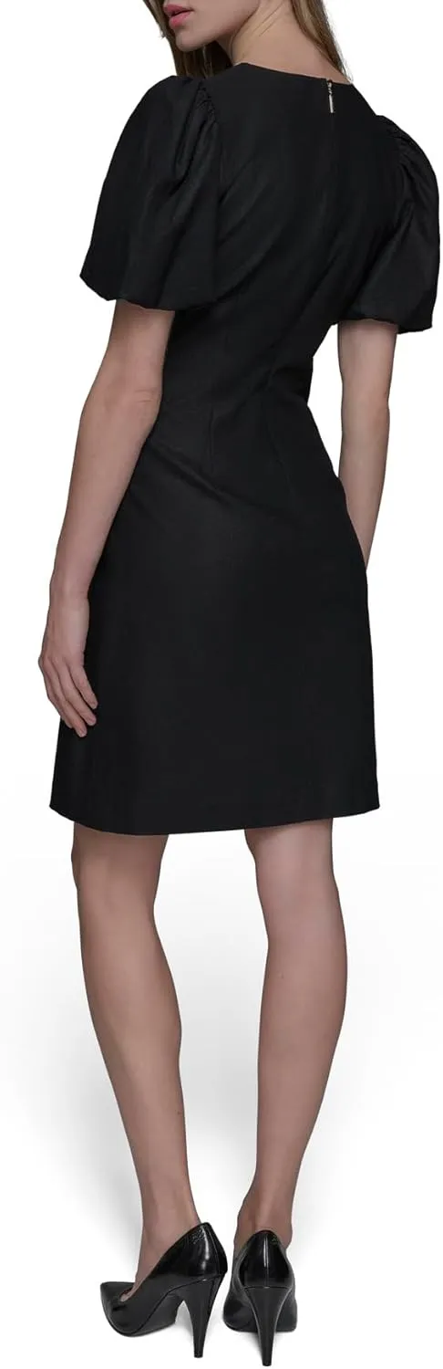 Karl Lagerfeld Paris Women's Puff Sleeve Bow Detailed A-line Mini Dress