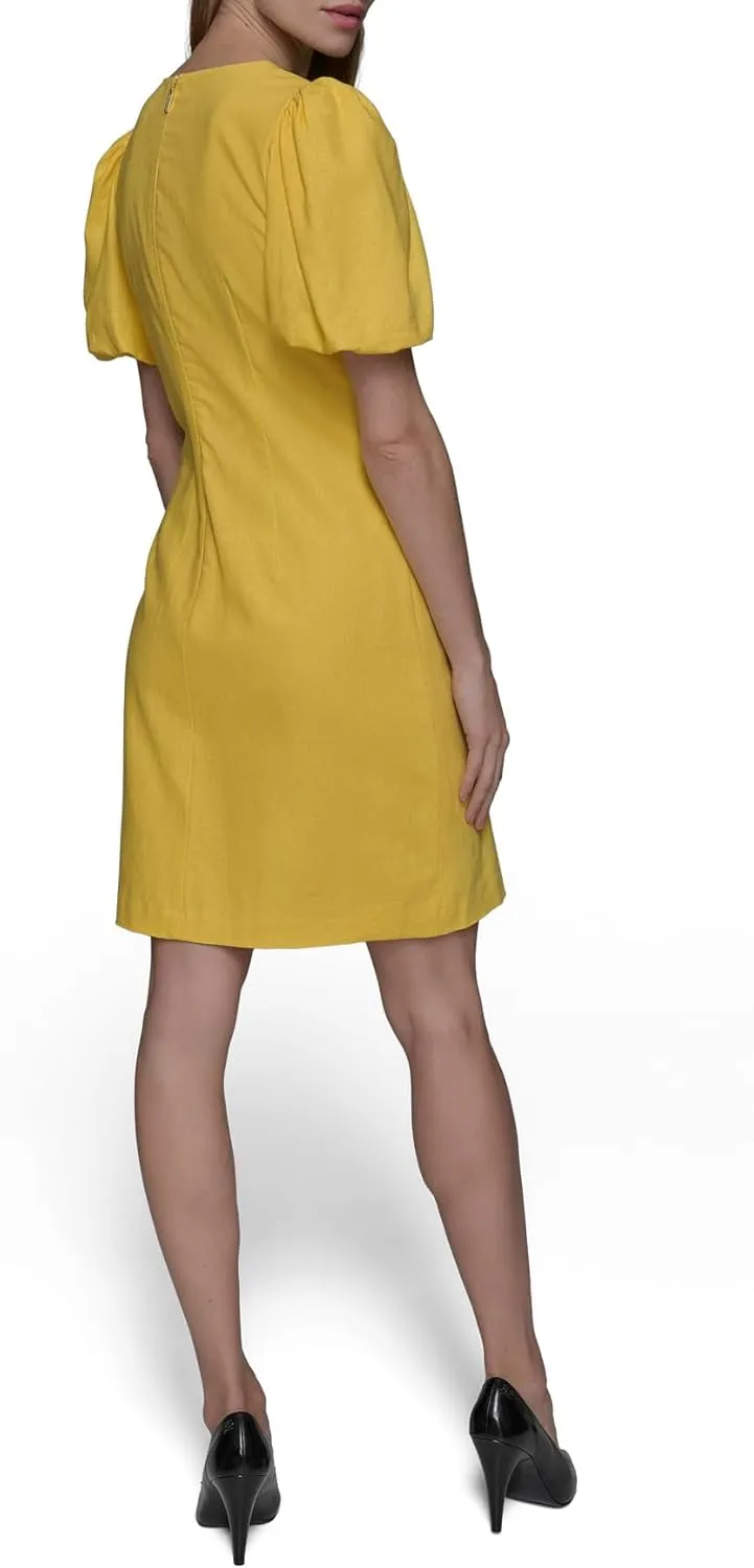 Karl Lagerfeld Paris Women's Puff Sleeve Bow Detailed A-line Mini Dress