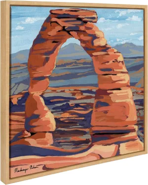 Kate and Laurel Sylvie Arches Framed Canvas Wall Art by Mackenzie Nelson, 22x22 Natural, Colorful Desert Landscape Art for Wall