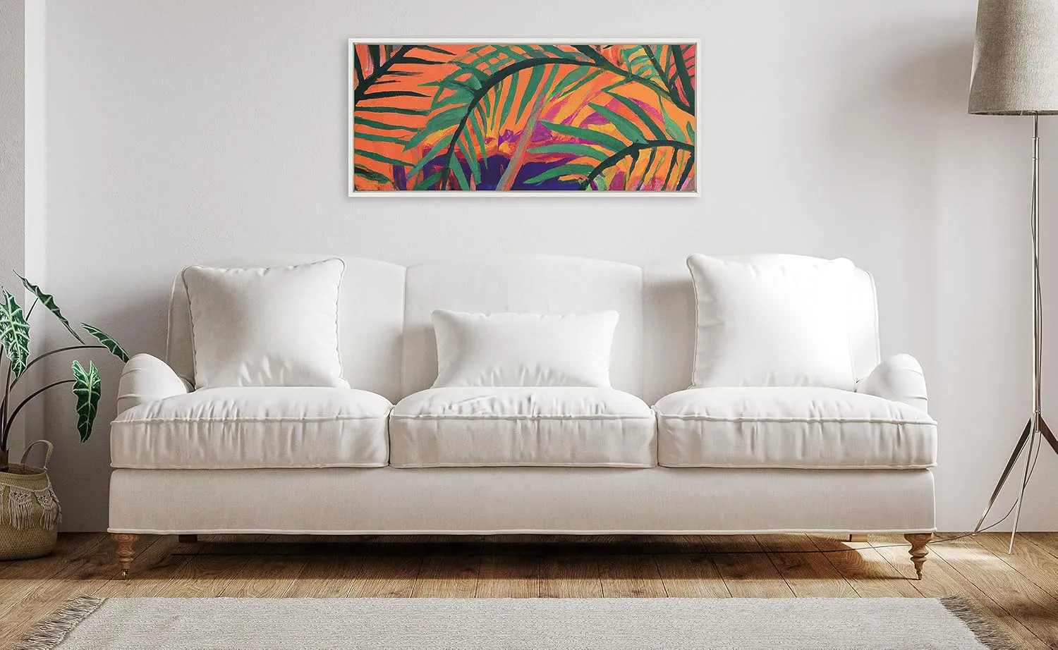 Kate and Laurel Sylvie Blank Framed Canvas Wall Art, 18x40 White, Modern Empty Canvas for Paint-Your-Own Art, Premium Canvas Already Framed