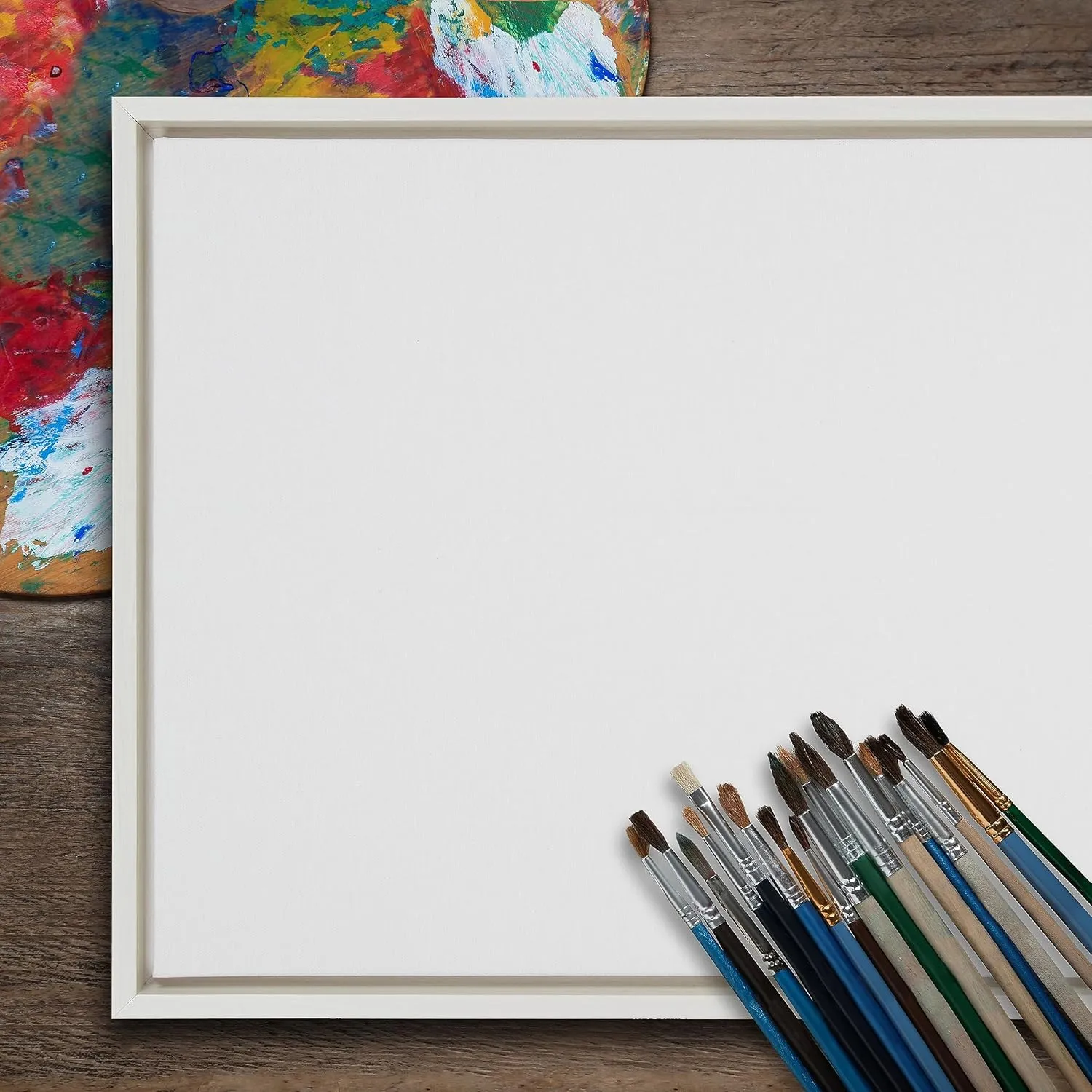 Kate and Laurel Sylvie Blank Framed Canvas Wall Art, 18x40 White, Modern Empty Canvas for Paint-Your-Own Art, Premium Canvas Already Framed
