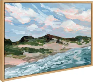 Kate and Laurel Sylvie Michigan Sand Dunes Framed Canvas Wall Art by Emily Kenney, 23x33 Natural, Modern Abstract Beach Sands Art for Wall