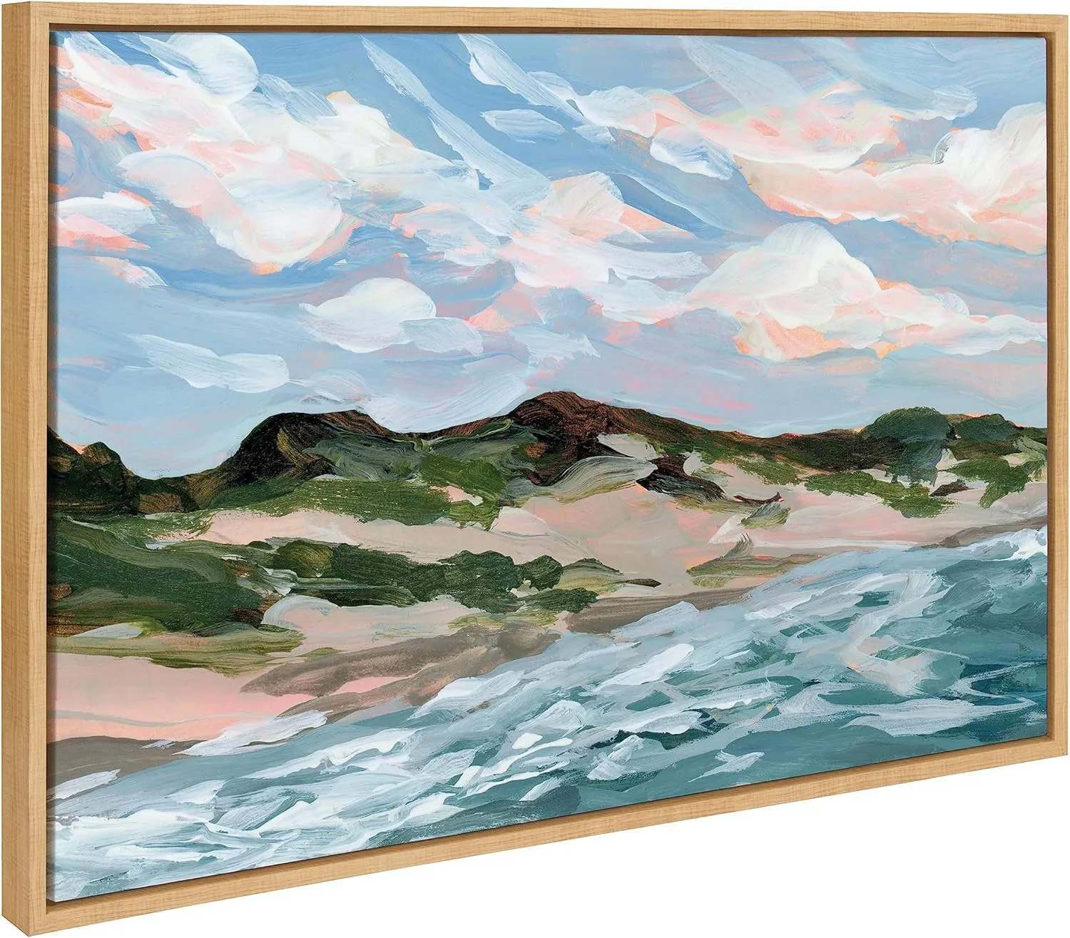 Kate and Laurel Sylvie Michigan Sand Dunes Framed Canvas Wall Art by Emily Kenney, 23x33 Natural, Modern Abstract Beach Sands Art for Wall