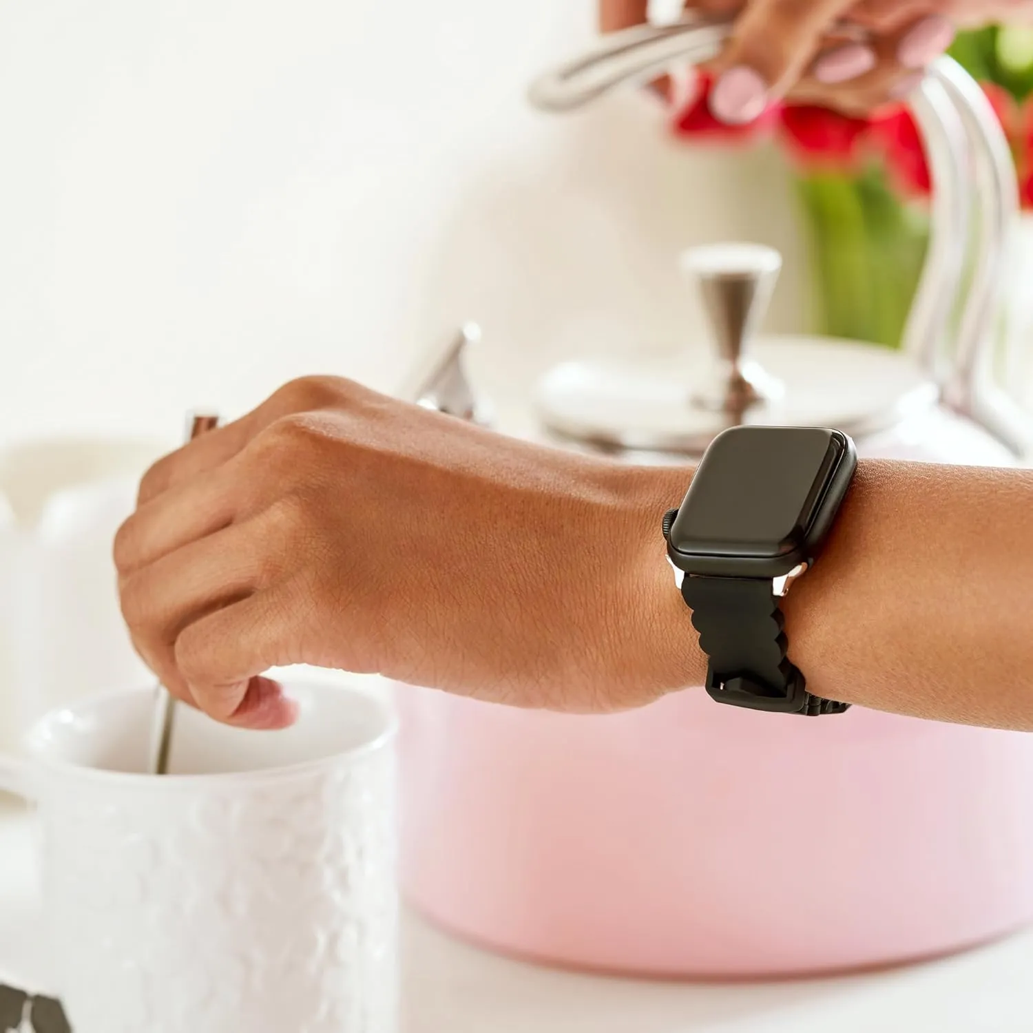 Kate Spade New York Designer Interchangeable Leather or Nylon Band Compatible with Your 38/40/41mm and/or 42/44/45/49mm Apple Watch Series 9/8/7/6/5/4/3/2/1/SE and/or Ultra Series 1-2