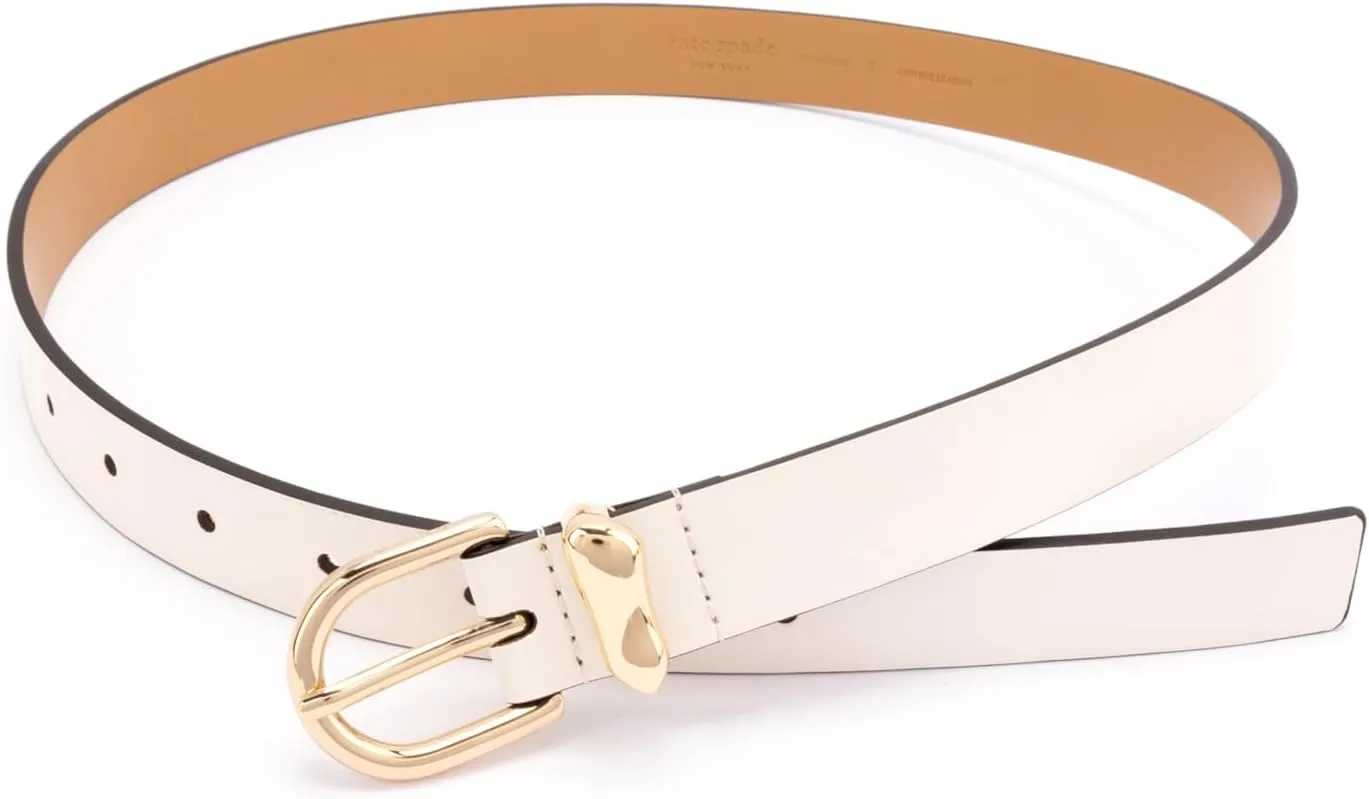 kate spade new york Women's 1 Inch Belt with Molten Metal Keeper, Leather Accessory with Adjustable Sizing