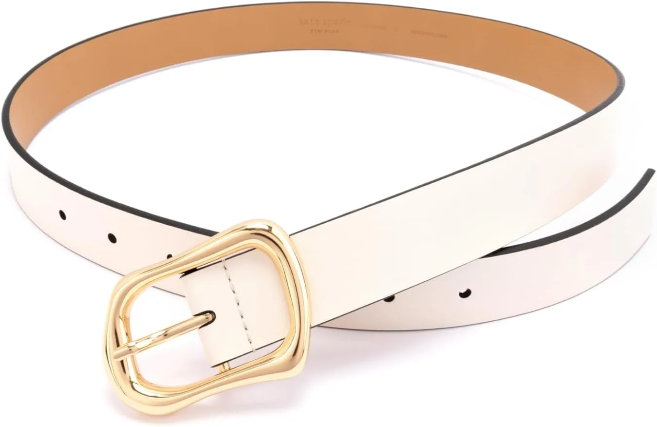kate spade new york Women's 1.20 Inch Belt with Molten Metal Buckle, Leather Accessory, Adjustable Sizing