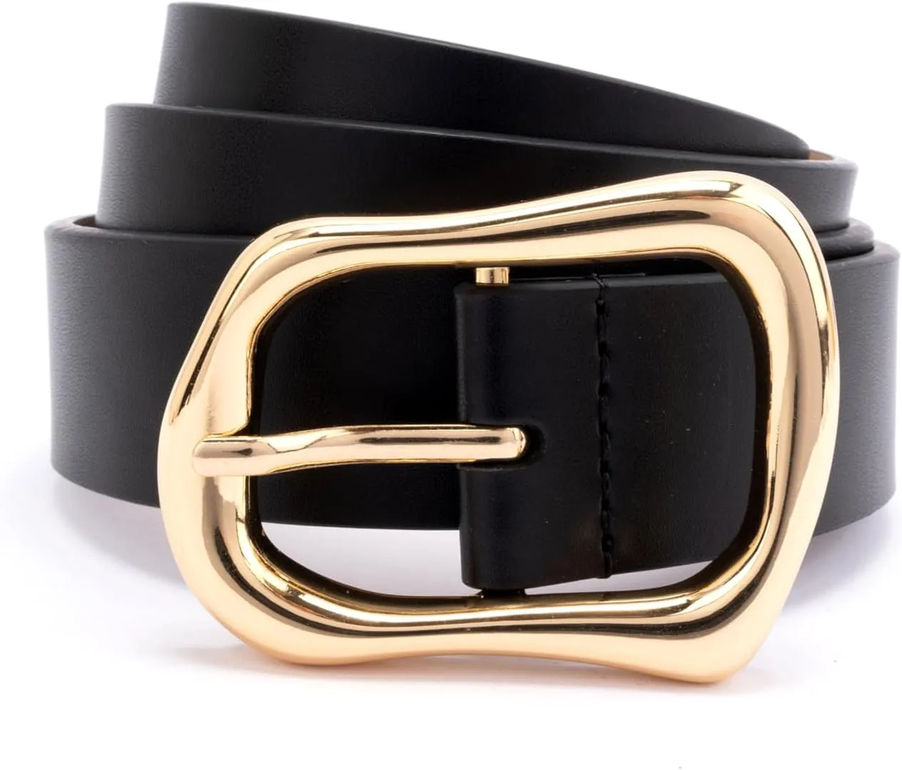 kate spade new york Women's 1.20 Inch Belt with Molten Metal Buckle, Leather Accessory, Adjustable Sizing