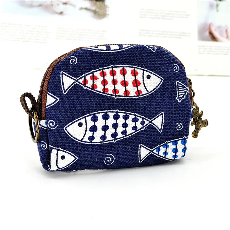 Kawaii Canvas Cartoon Keychain Wallet 🌈✨ | Adorable Mini Card & Coin Purse for Kids & Ladies 💖👜