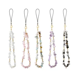 Kawaii Crushed Stone Phone Charm 🌈✨ | Natural Amazon Stone Hanging Rope for Keys & Bags 🎀📱