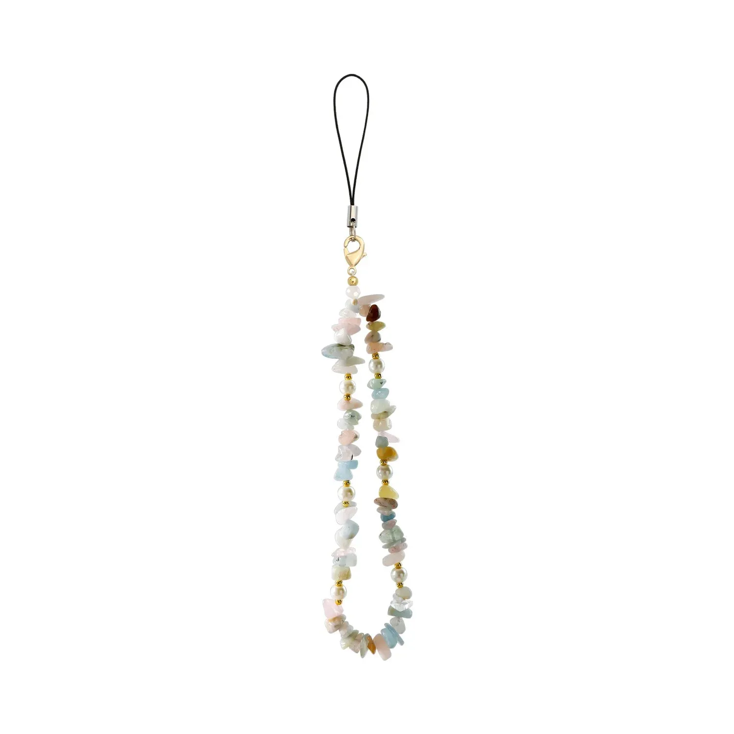 Kawaii Crushed Stone Phone Charm 🌈✨ | Natural Amazon Stone Hanging Rope for Keys & Bags 🎀📱