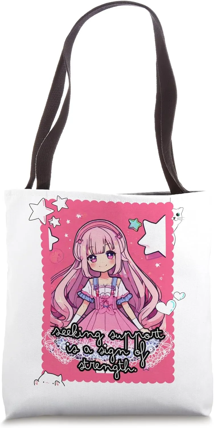 Kawaii Rebellion, Resilient Spirit Pastel Goth Tote Bag