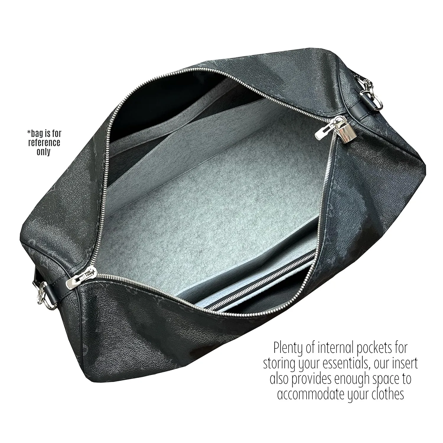 Keepall Bag Organizer for Lv Keepall 50 Insert Keepall 45 Organizer Base Shaper Handmade 3mm Premium Wool Felt Snug Sturdy (Keepall 55, Black)