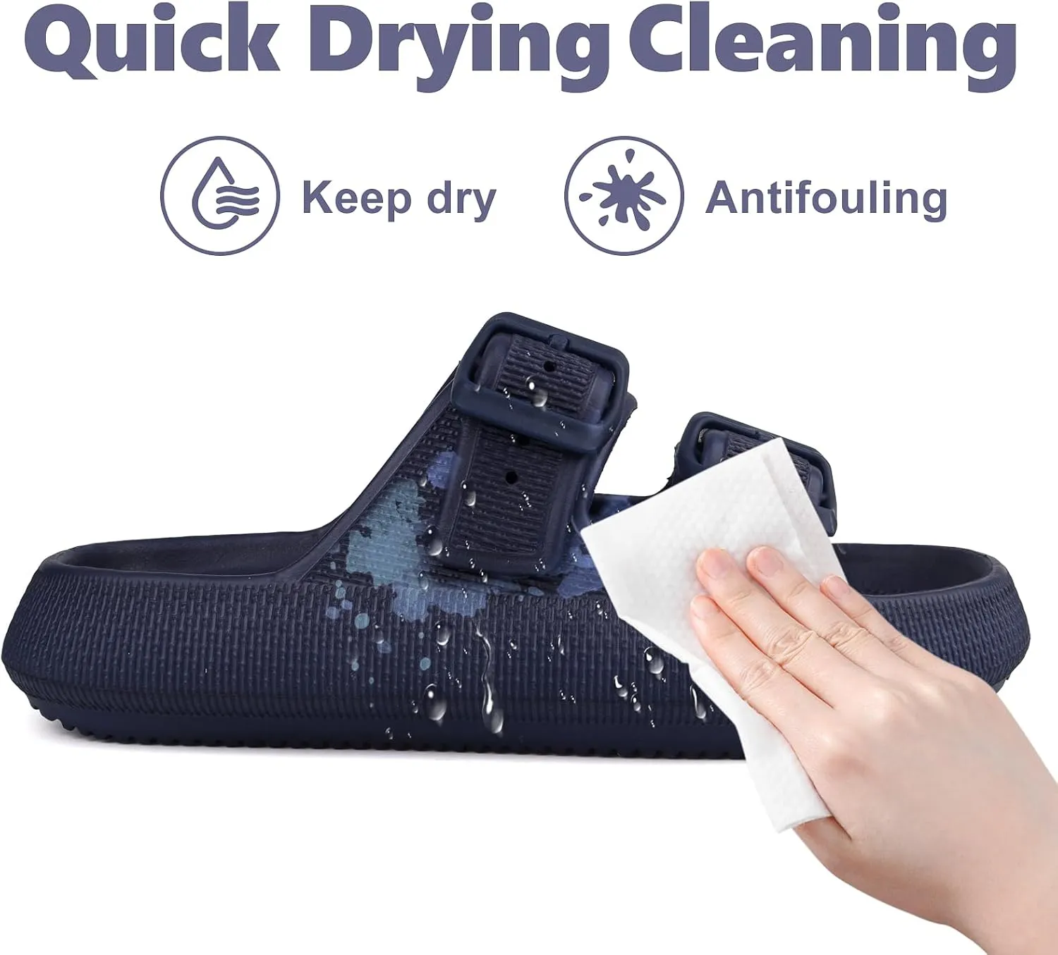 Kids Cloud Buckle Slides丨Boys Girls Slip On Sandals丨Youth Adjustable Flip Flops丨EVA Summer Slippers Beach Pool Shower Shoes（12 Little Kids - 7 Big Kids）