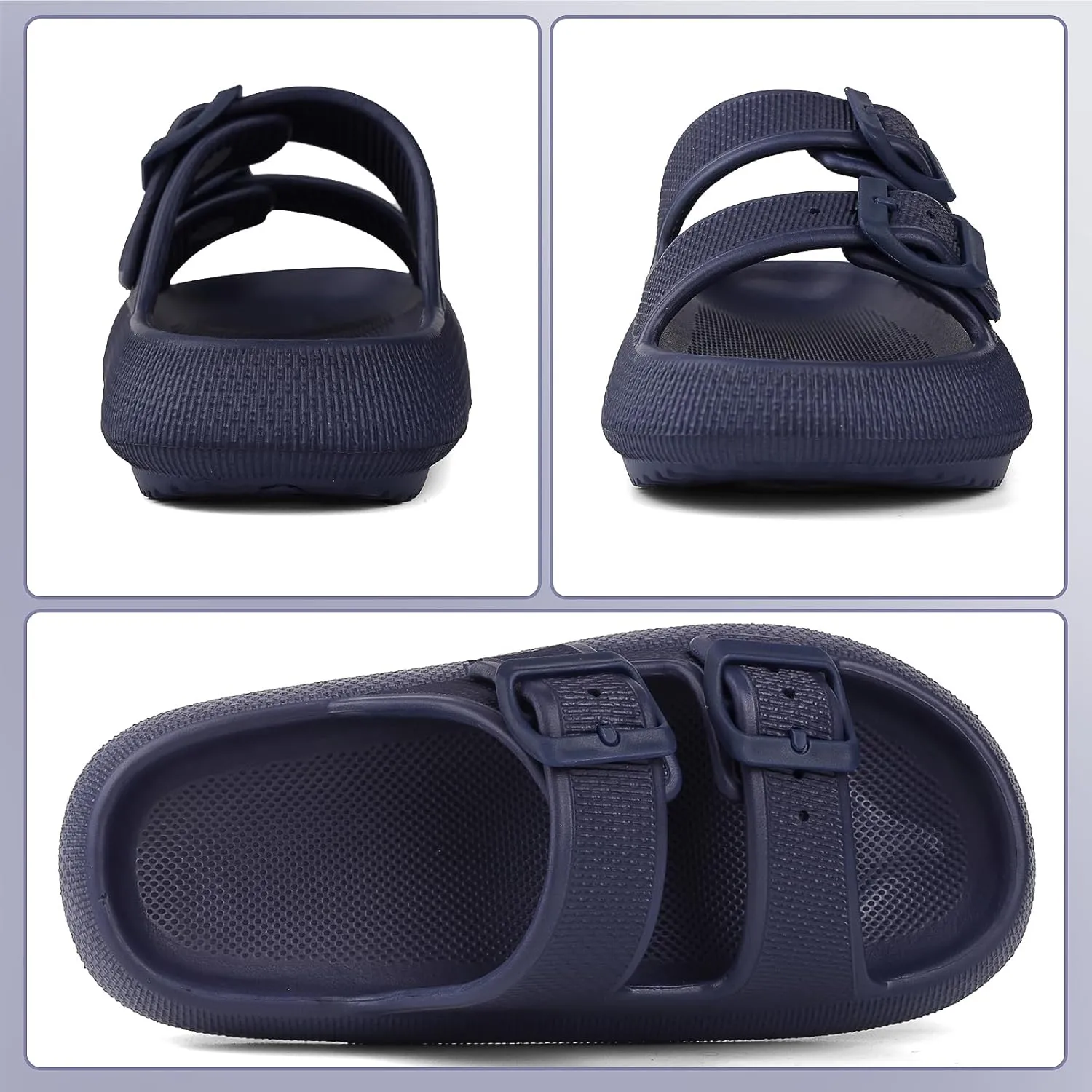 Kids Cloud Buckle Slides丨Boys Girls Slip On Sandals丨Youth Adjustable Flip Flops丨EVA Summer Slippers Beach Pool Shower Shoes（12 Little Kids - 7 Big Kids）