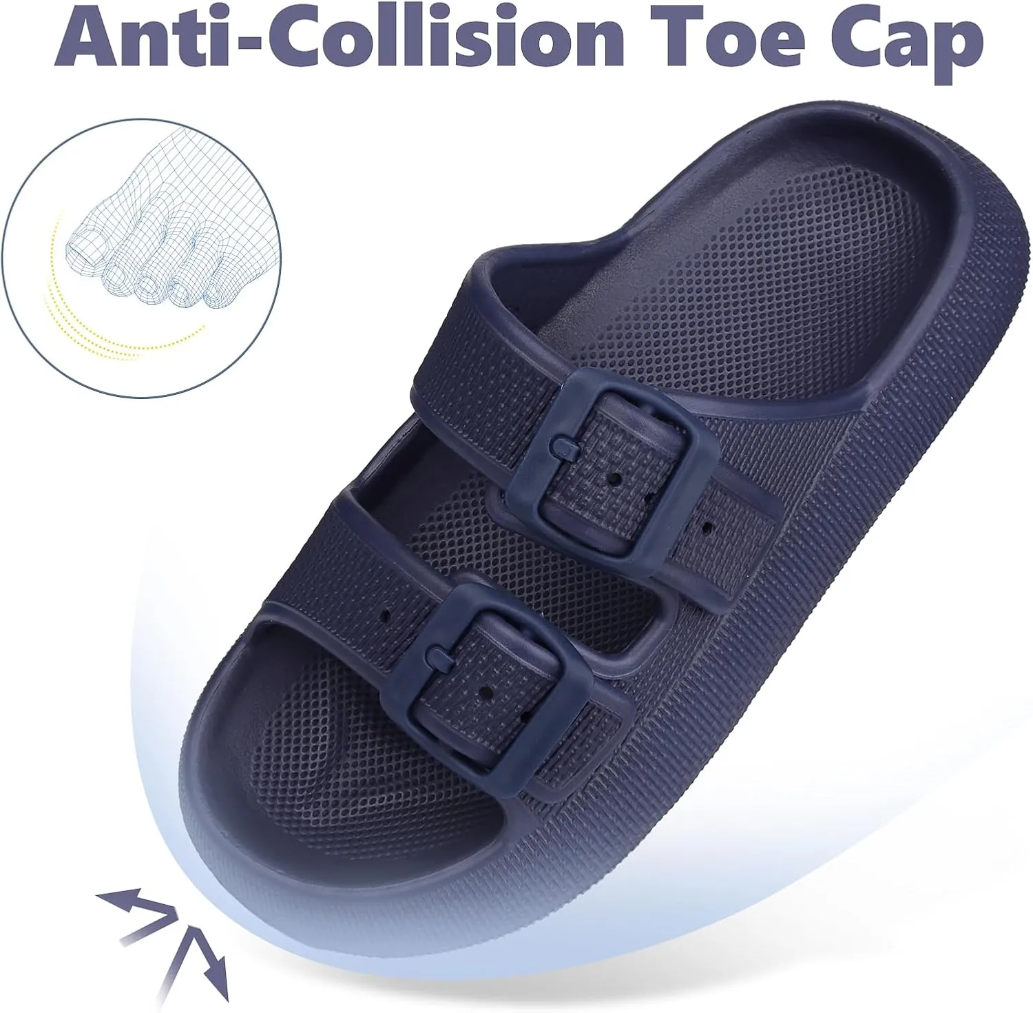 Kids Cloud Buckle Slides丨Boys Girls Slip On Sandals丨Youth Adjustable Flip Flops丨EVA Summer Slippers Beach Pool Shower Shoes（12 Little Kids - 7 Big Kids）