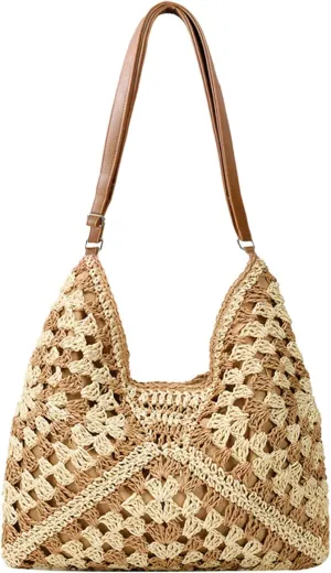 KINGSEA Straw Beach Tote Bag Large Summer Purses for Women 2025 Vacation Purse Handmade Beach Bag