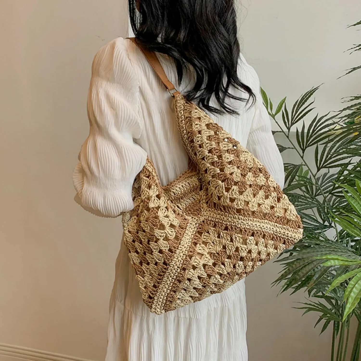 KINGSEA Straw Beach Tote Bag Large Summer Purses for Women 2025 Vacation Purse Handmade Beach Bag