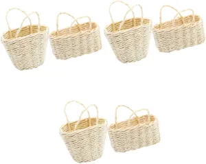 Kisangel 6pcs Miniature Woven Basket Dollhouse Decor Cute Adornments for Mini House Multi-Purpose Decorative Baskets for Photo Props Compact Realistic Design