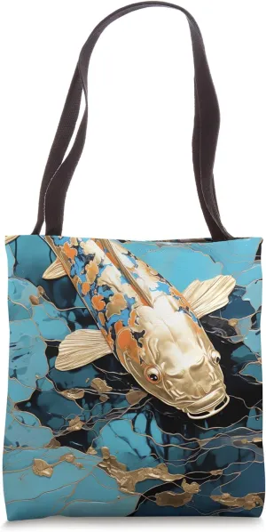Koi Golden Narratives Kintsugi Waltz in Resilient Harmony Tote Bag