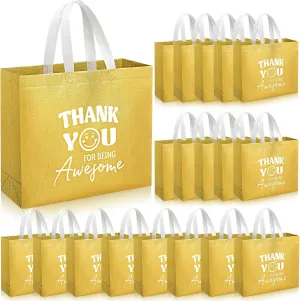 Kolldenn 24 Pcs Employee Appreciation Gift Bags 12.6 x 11 x 4.7'' Thank You Gift Bag with Handle Thank You Party Favor for Staff Coworker Graduate Colleague Mother Teacher Volunteer Retiree(Gold)