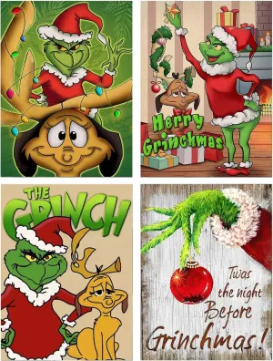 Kose Christmas Paint by Numbers for Adults Beginner and Kids,Easy Paint by Number, Rolled Wrinkle Free Canvas, DIY Oil Painting Kit- Christmas Grinch 16x20inch (Without Frame)